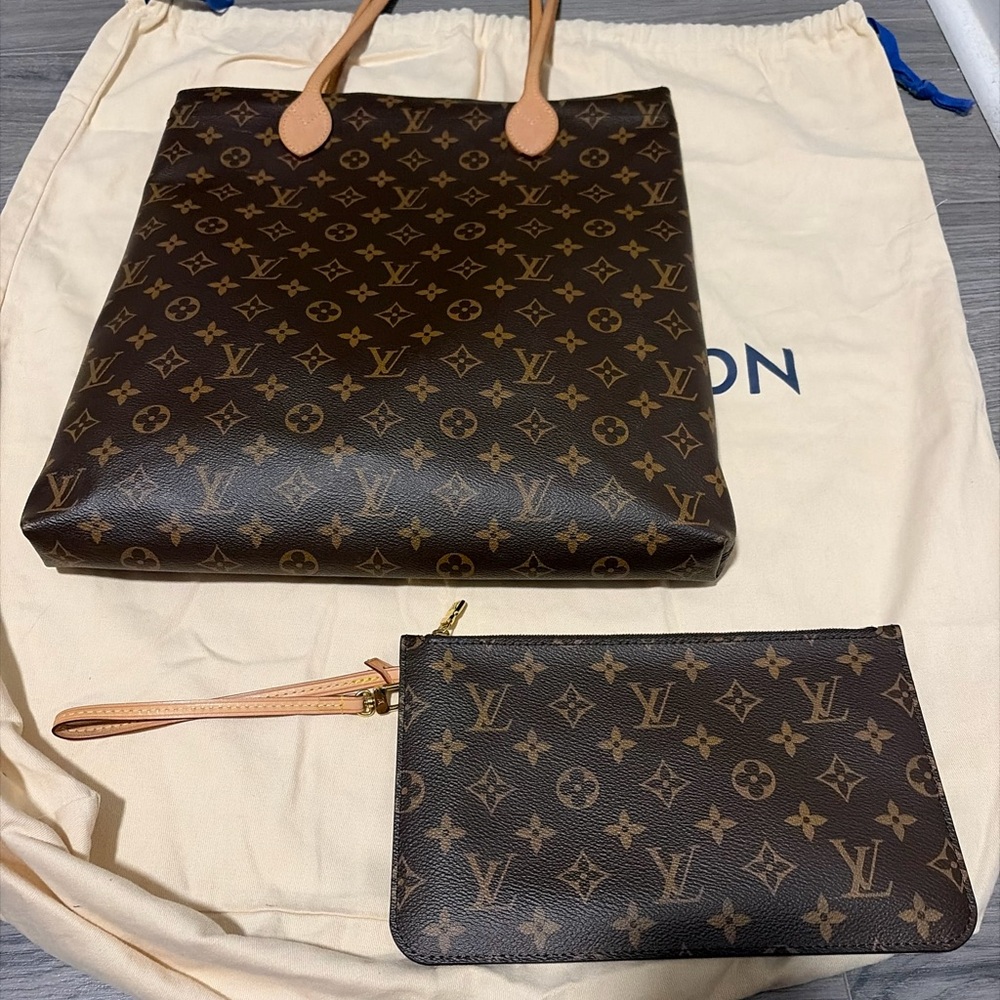 Louis Vuitton Monogram Carry It Tote with Brown and Tan Monogram Tote with Pouch